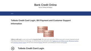 Talbots Credit Card Login, Bill Payment and ... - Bank Credit Online
