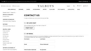 Talbots Customer Service- Contact Us