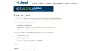 User account | Talend