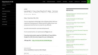 Wipro TalentNext PBL 2018 | Department of CSE