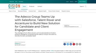 The Adecco Group Teams Up with Salesforce, Talent Rover and ...