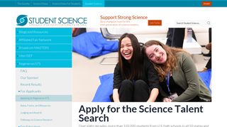 Apply for the Science Talent Search | Student Science