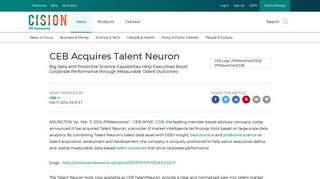 CEB Acquires Talent Neuron - PR Newswire
