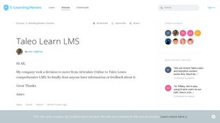 Taleo Learn LMS - Building Better Courses Discussions - E-Learning ...