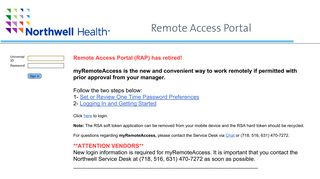 Northwell Health Remote Access Portal (RAP)