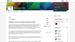 LinkedIn version of Taleo Universal Profile