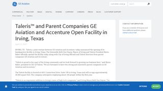 Taleris™ and Parent Companies GE Aviation and Accenture Open ...