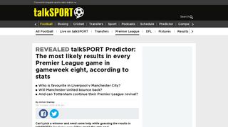 talkSPORT Predictor: The most likely results in every Premier League ...