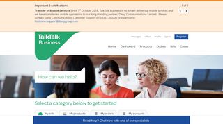 TalkTalk Business, My Account and Knowledge Base