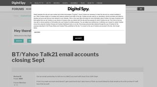 BT/Yahoo Talk21 email accounts closing Sept — Digital Spy