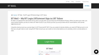 BT Mail - My BT Login | BTinternet Sign in | BT Yahoo | BT Login