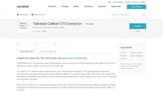 Talkdesk Callbar CTI Connector App Integration with Zendesk Support