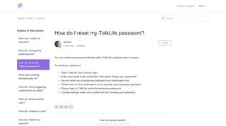 How do I reset my TalkLife password? – TalkLife