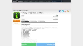 Talkray - Free Calls and Text - GoodeReader app store