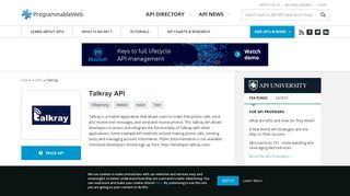 Talkray API | ProgrammableWeb