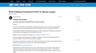 IKTS (TalkSport Predictor) £10 W.T.A. Money League - Fantasy ...