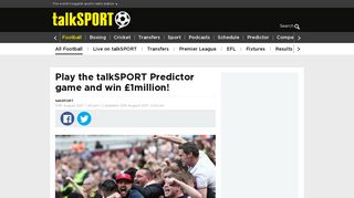 Play the talkSPORT Predictor game and win £1million! – talkSPORT