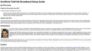 Unofficial TalkTalk Broadband Setup Guide - Phil Jones Computers