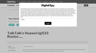 TalkTalk's Huawei hg533 Router..... — Digital Spy