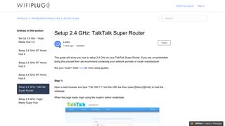 Setup 2.4 GHz: TalkTalk Super Router – WIFIPLUG