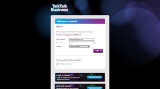My TalkTalk Business Webmail - Pipex Netmail