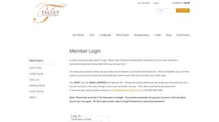 Talley Vineyards - Members - Login