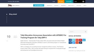 Tally Education Announces Association with APSSDC For Training ...