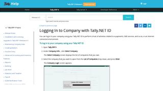 Logging In to a Company with Tally.NET ID - TallyHelp - Tally Solutions