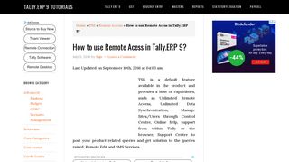 How to use Remote Acess in Tally.ERP 9? - Tally.ERP 9 tutorials