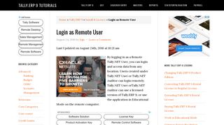 Login as Remote User - Tally.ERP 9 tutorials