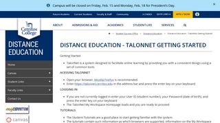 Cerritos College - Distance Education - TalonNet Getting Started
