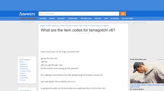 What are the item codes for tamagotchi v6 - Answers.com