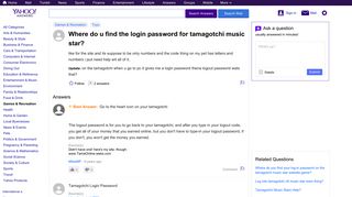 where do u find the login password for tamagotchi music star ...
