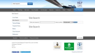 Tamar Tag - Site Search - Tamar Bridge Mobile