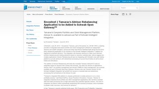 Envestnet | Tamarac's Advisor Rebalancing Application to be Added to ...