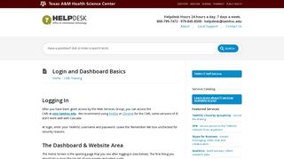 Login and Dashboard Basics – TAMHSC Help Desk