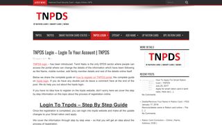 TNPDS Login - Login To Your Account - TNPDS - Smart Ration Card