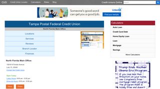 Tampa Postal Federal Credit Union - Lutz, FL - Credit Unions Online