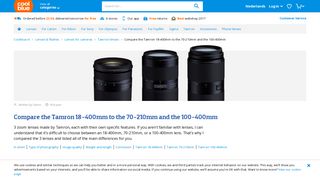 Compare the Tamron 18-400mm to the 70-210mm and the 100 ...