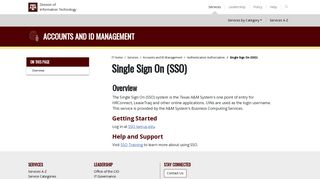 Single Sign On (SSO) - Computing & Information Services, TAMU