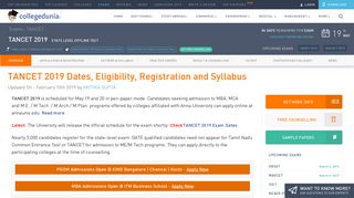 TANCET 2019 Eligibility, Dates, Application Form, Exam Pattern, Results