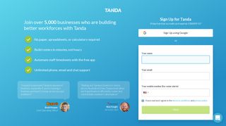 Sign Up - Welcome to Tanda | Tanda