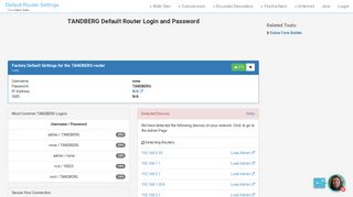 TANDBERG Default Router Login and Password - Clean CSS