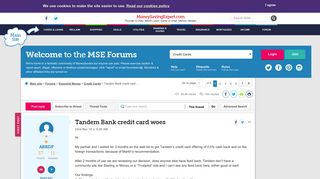 Tandem Bank credit card woes - MoneySavingExpert.com Forums