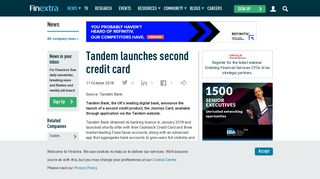 Tandem launches second credit card - Finextra Research