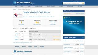 Tandem Federal Credit Union Reviews and Rates - Michigan