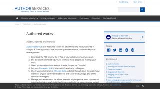 Authored works - Taylor and Francis Author Services