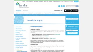 Tandia - Browser Requirements