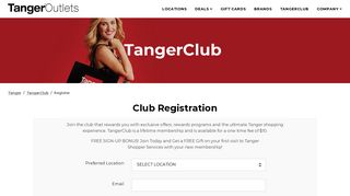 Tanger Outlets | TangerClub | Register