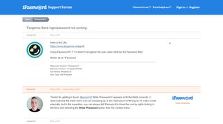 Tangerine Bank login/password not working — 1Password Forum